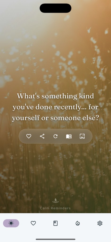 Calm prompt card with golden grass background